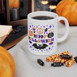 Hippy Halloween Ceramic Mug 11oz, Halloween Coffee Cup, Boho Coffee Mug, Tea Cup, Coffee Cup, Boho Halloween