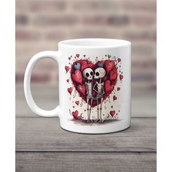 Skeleton Lovers Mug, Skeleton Heart Mug, Skull Mug, Goth Mug, Spooky Mug, Horror Coffee Mug, Horror Mug, Skeleton Gift,
