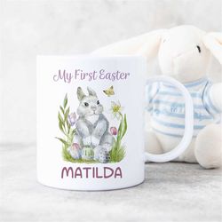 Personalised Easter Mug - Melamine Mug - Bunny with Meadow Flowers