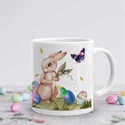 Personalised Easter Mug - Personalised Ceramic Mug - Rabbit with Eggs
