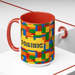 personalized building block mug custom name gift for boys builder gifts toddler gifts drinking cup colorful mugs kids cu