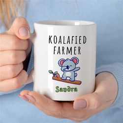Personalized 'Koalafied Farmer' Mug, Custom Koala Gift for Agronomists, Nature Lover, Garden Owner, Employee Appreciatio