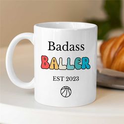 custom basketball mug, personalized gift for hooper, unique coach gift, fan, sports, birthday present for him, baller, c