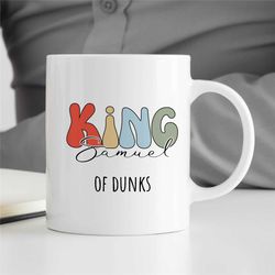 custom 'king of dunks' basketball mug, personalized gift for hooper, unique coach gift, fan, sports mug, birthday presen