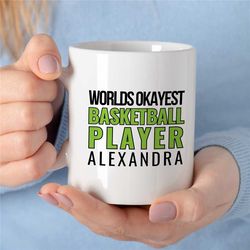 custom 'world's okayest basketball player' mug, personalized gift, unique coach gift, fan, sports mug, birthday present