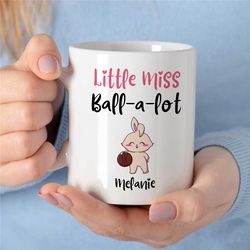 custom 'little miss ball-a-lot' basketball mug, personalized gift for hooper, unique coach gift, fan, sports, birthday,
