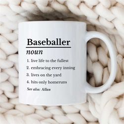Personalized Baseballer Definition Mug, Custom Cup for Fan, Pitcher Boyfriend, For him/her, Coach, Nephew, Softball Play
