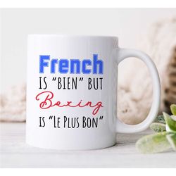 Boxing Mug, French, Gift for Boxing Fan, 'Misspelled' Coach Appreciation, Husband, Office Cup, Fighting Son, Men, Thank