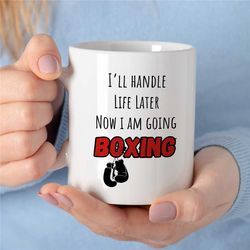 boxing mug, glove motif, gift for boxing fan, coach appreciation, husband, office cup, fighting son, men, thank you, hob
