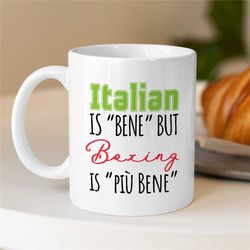 boxing mug, italian spelling joke, gift for boxing fan, coach appreciation, husband, office cup, fighting son, men, than