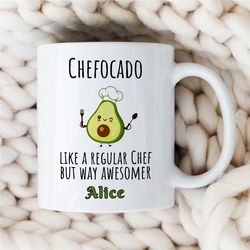 Personalized 'Chefocado' Mug, Custom Gift for Cook, Avocado Portmanteau, Gastronomy Appreciation, Culinary School Gradua