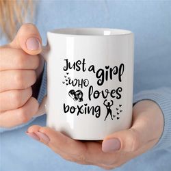 boxing mug, girl who loves boxing, gift for boxing fan, coach appreciation, wife, office cup, fighting daughter, women,