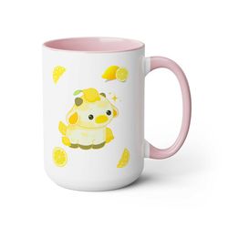 Lemon Cow Kawaii Mug gift, 15oz, Trending gift for mom, Lemon Lover, Yellow Aesthetic