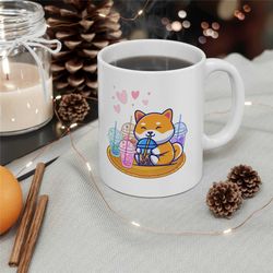 Corgi Bubble Tea Mug, Bubble tea Mug, Ceramic Mug 11oz, Funny Gift, Gag Gift, Gift for her, Gift for Him