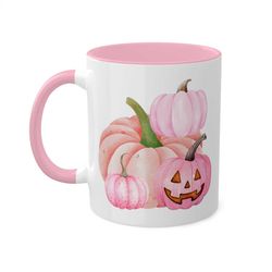 Pink Pumpkin Mug, 11oz, Its Fall Yall Mug, Gift For Halloween, Cute Fall Mug, Fall Decor, Thanksgiving Gift, Autumn Deco