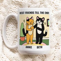 Custom Cats Best Friend Mug, Bestie Ceramic Cup Personalized, Best Friend Friendship mug, Friends Mug, Birthday present,