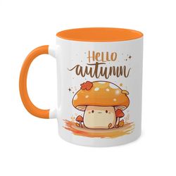 Hello Autumn Mug, 11oz, Fall Mug, Gift For Halloween, Cute Fall Mug, Fall Decor, Thanksgiving Gift, Autumn Decor Mug, Gi