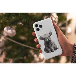 Highland Cow Phone Case, Highland Cow Case, Farm Lover Gift, Cute Highland Cow, 14, 15, Max Pro, Cow Lover Gift, Animal