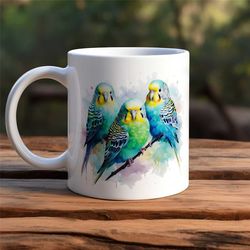 Budgie Watercolour Mug - Gift Mugs - Beautiful Budgie Watercolor Coffee Mug