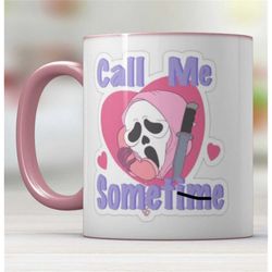 Call me sometime Ghostface Pink handle Mug