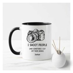 I Shoot People - Photographer Camera - Funny Coffee Mug Personalised wedding mug,  Best Wedding Videographer Mug with cu