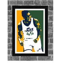 Utah Jazz Donovan Mitchell Portrait Sports Print Art 11x17