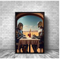 knight astronaut break canvas, framed canvas wall art, living room decor,framed art