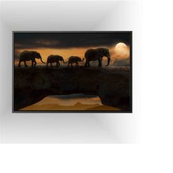 elephant family canvas painting, elephant canvas art, wall painting, modern painting, elephant canvas art