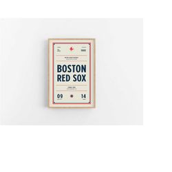 Boston Red Sox Ticket Print | Wall Art | Vintage Poster | Red Sox Baseball