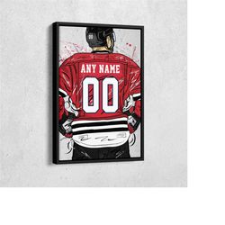 Chicago Blackhawks Jersey NHL Personalized Jersey Custom Name and Number Canvas Wall Art Home Decor Framed Poster Man Ca