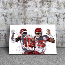 Patrick Mahomes Tyreek Hill Poster Kansas City Chiefs American Football Hand Made Posters Canvas Print Wall Art Man Cave