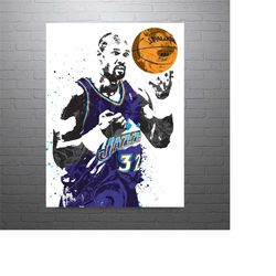 Karl Malone Utah Jazz Basketball Art Poster-Free US Shipping