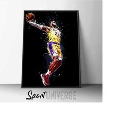 LeBron James poster LeBron James print La Lakers art print wall art man cave