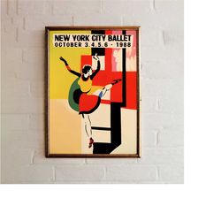 1988 nyc ballet poster - vintage advertisement ballerina art print - nursery decor ideas - aesthetic print perfect balle
