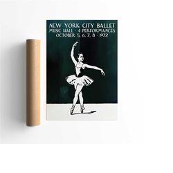 classic nyc music hall ballet poster - ballerina art print - nursery decor ideas - vintage advertisement aesthetic print