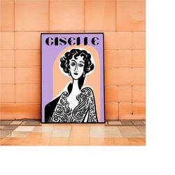 gisalle ballet poster | french classic ballerina art print - nursery decor ideas - vintage advertisement aesthetic print
