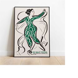 nyc ballet poster - music hall - retro ballerina wall art - large art mailed nursery wall decor giclee reproduction