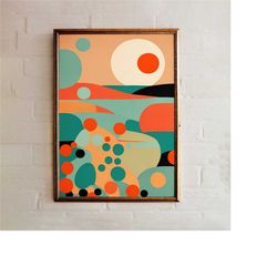 mid-century modern landscape poster | abstract wall fine art print - neutral, stress-relief, vintage, retro, giclee pape