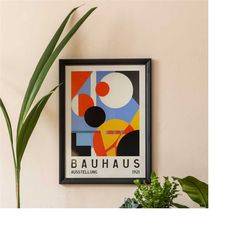 bauhaus 1921 poster - retro exhibition wall art - geometric graphic art print - minimalist mailed printed posters - 24x3