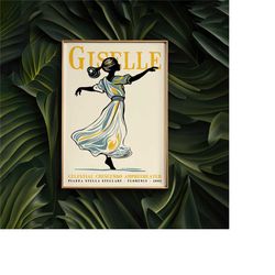 giselle ballet poster - french ballerina art | dance studio decor wall art print - elegance movement inspiration, classi