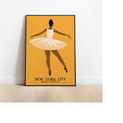 new york city ballet festival poster - vintage ballet gift ballerina decor, contemporary aesthetic print, giclee reprodu