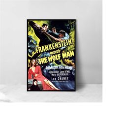 Frankenstein Meets the Wolf Man Movie Poster - High Quality Canvas Art Print - Room Decoration - Art Poster For Gift