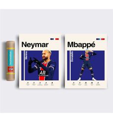 Neymar Mbappe Inspired Poster Football Soccer Sports Wall
