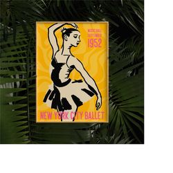 New York City Ballet Poster, Ballet Yellow Giclee Print, American Ballet Wall Art, Ballerina Wall Decor, Woman Dancer Po