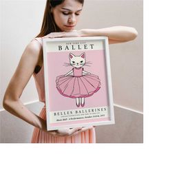 belles ballerines, pink ballet poster, cat ballerina wall art, ballet print, nursery room decor, cute cat dancer, baby s