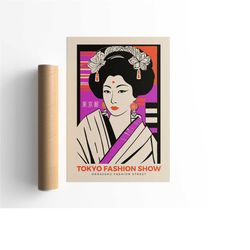 Tokyo Fashion Show Poster, Japanese Magazine Cover, Woman Portrait Poster, Fashion Print, Retro Wall Art, Fashion Week P