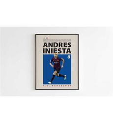 Andres Iniesta Poster, Barcelona Poster Minimalist, Andres Iniesta
