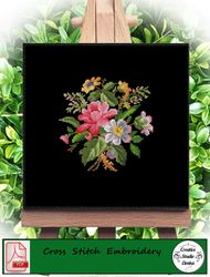 Small bouquet of flowers Antique cross stitch pattern