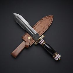 KALA DAGGER knife personalized knife forged knife with leather sheath