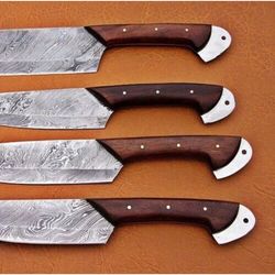 Custom Handforged Damascus Steel Chef Knives Set Bbq Knife Set, Kitchen Knives Set, Kitchen Knife, Handmade Knives